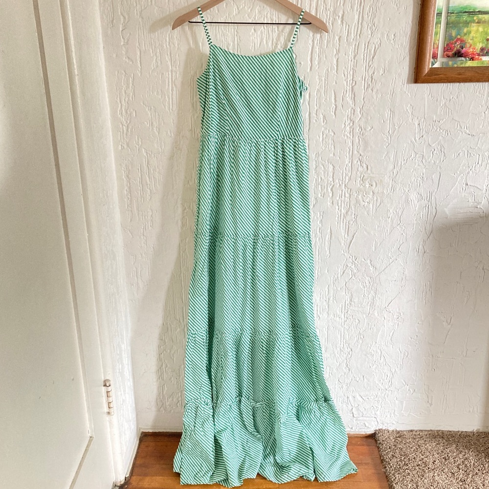 Long Tall Sally Green and White Striped Cotton Maxi Dress Size 4 Tall - Picture 11 of 11